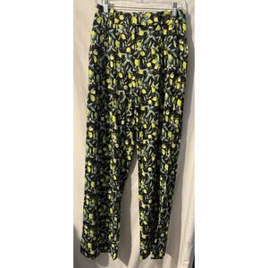 Wildfang The Empower Wide Leg Trouser Pants Size 4 Lemon Print NWT